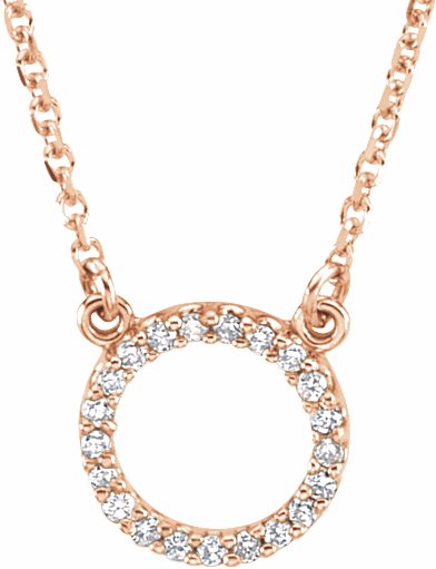 14K Rose 1/10 CTW Diamond Circle 16 Necklace