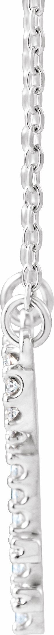 14K White 1/8 CTW Diamond Petite Heart Key 16.5 Necklace