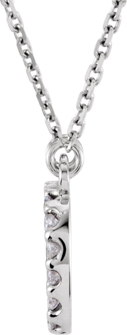 14K White Initial D 1/8 CTW Diamond 16 Necklace