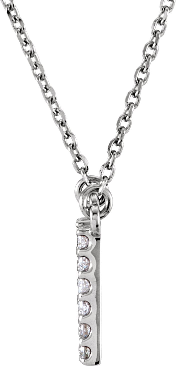 14K White Initial N 1/8 CTW Diamond 16 Necklace