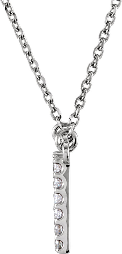 14K White Initial N 1/8 CTW Diamond 16 Necklace