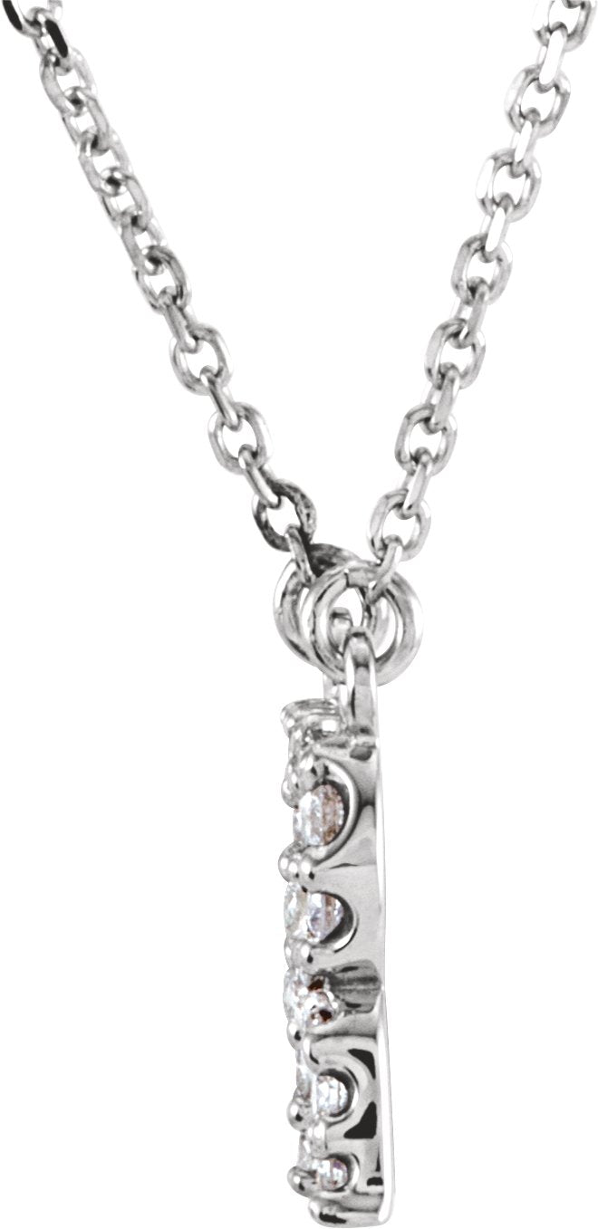 14K White Initial R 1/8 CTW Diamond 16 Necklace