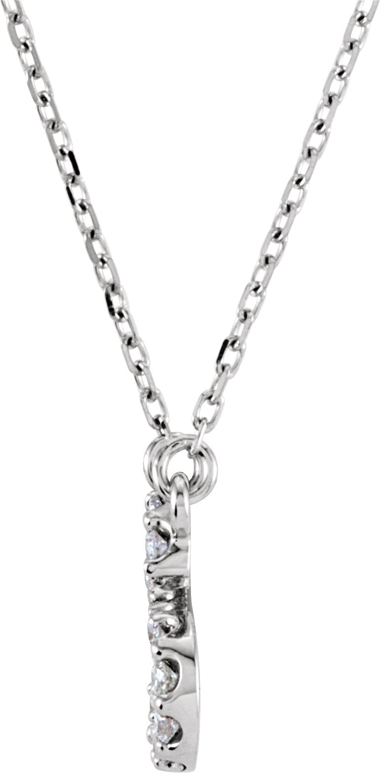 14K White Initial S 1/8 CTW Diamond 16 Necklace