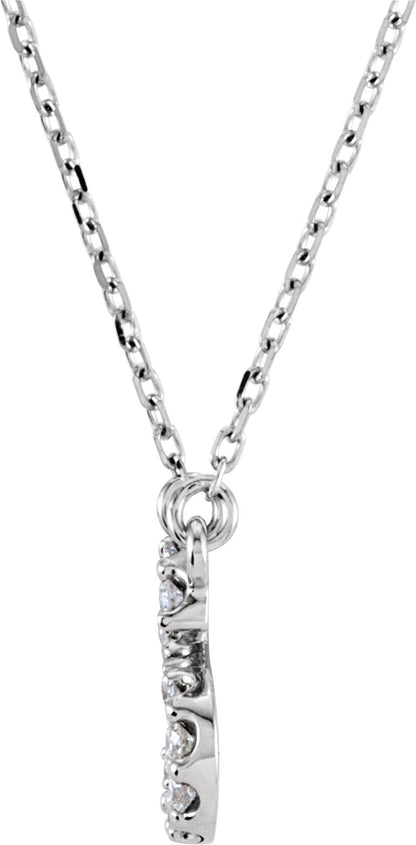 14K White Initial S 1/8 CTW Diamond 16 Necklace