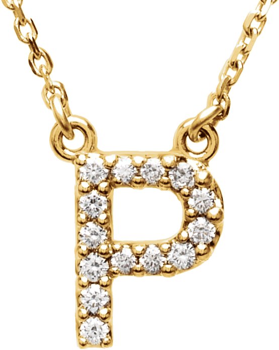 14K Yellow Initial P 1/6 CTW Diamond 16 Necklace