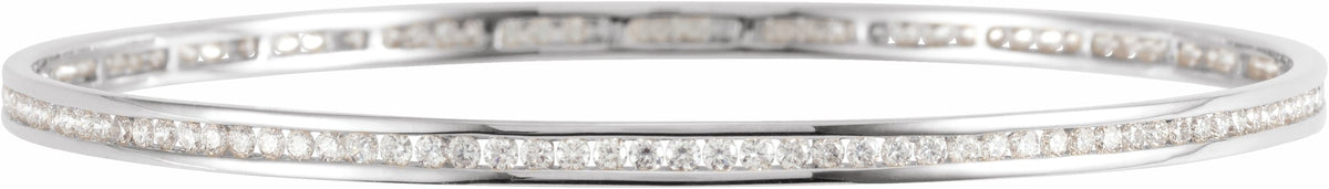 14K White 2 1/4 CTW Diamond Stackable Bangle 8 Bracelet