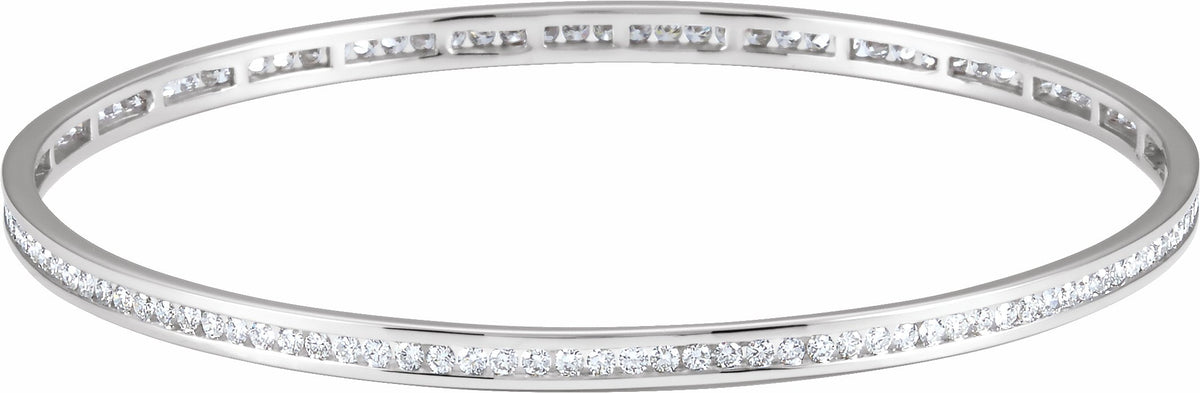 14K White 2 1/4 CTW Diamond Stackable Bangle 8 Bracelet