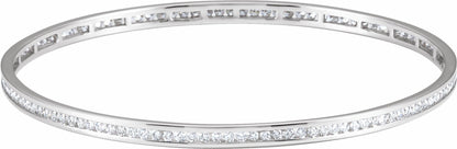 14K White 2 1/4 CTW Diamond Stackable Bangle 8 Bracelet