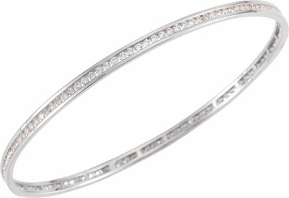 14K White 2 1/4 CTW Diamond Stackable Bangle 8 Bracelet