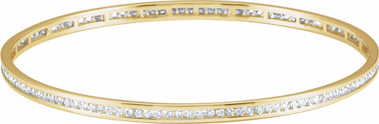 14K Yellow  1 1/2 CTW Diamond Stackable Bangle 8 Bracelet
