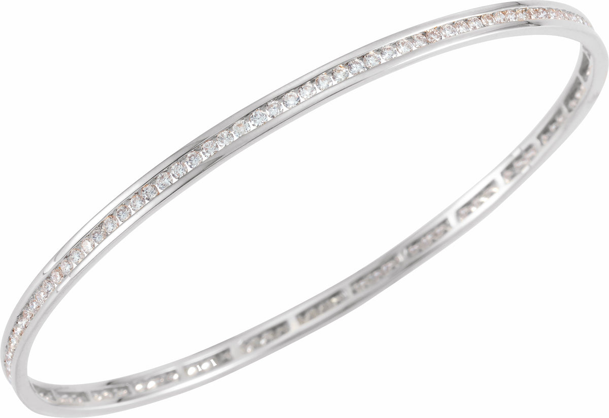 14K White  1 1/2 CTW Diamond Stackable Bangle 8 Bracelet
