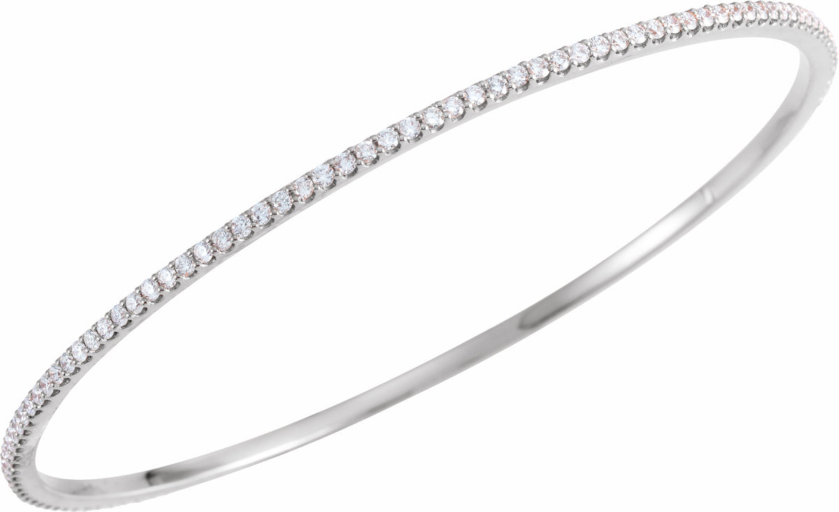 14K White 2 CTW Diamond Stackable Bangle 8 Bracelet