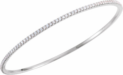 14K White 2 CTW Diamond Stackable Bangle 8 Bracelet