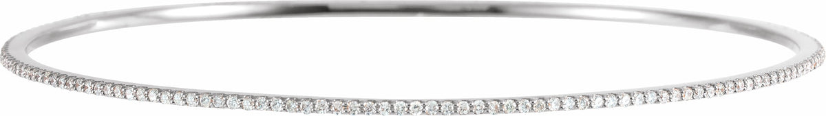 14K White 1 CTW Diamond Stackable Bangle 8 Bracelet