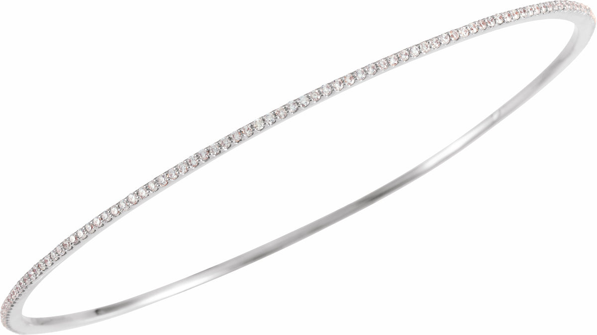 14K White 1 CTW Diamond Stackable Bangle 8 Bracelet
