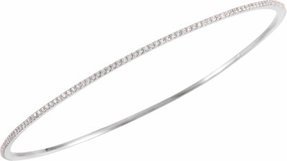 14K White 1 CTW Diamond Stackable Bangle 8 Bracelet