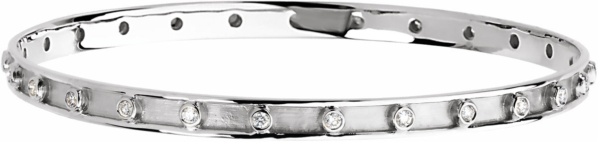 14K White 3/4 CTW Diamond Bangle 7 1/4 Bracelet