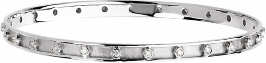 14K White 3/4 CTW Diamond Bangle 7 1/4 Bracelet