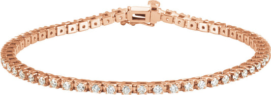 14K Rose 2 1/4 CTW Diamond Line 7 1/4 Bracelet