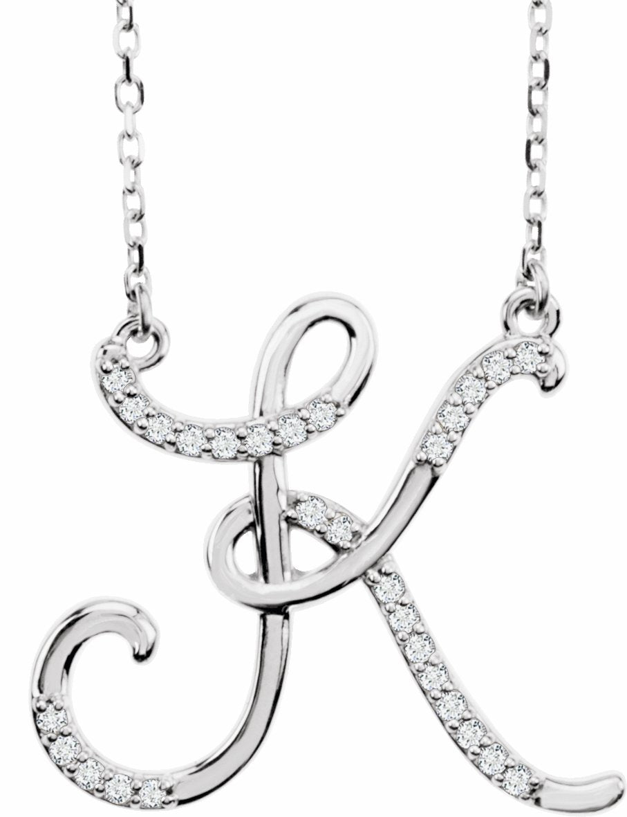 14K White 1/10 CTW Diamond Initial K 16 Necklace