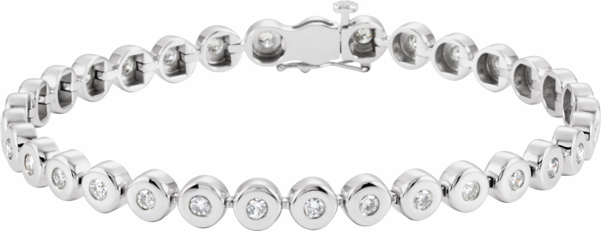 14K White 2 CTW Diamond Bezel-Set Line 7 Bracelet