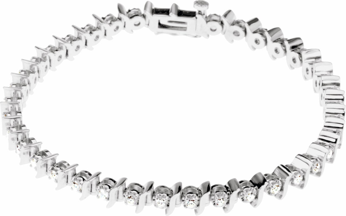 14K White 1 1/2 CTW Diamond Line 7.25 Bracelet