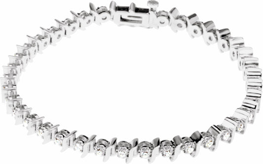 14K White 1 1/2 CTW Diamond Line 7.25 Bracelet