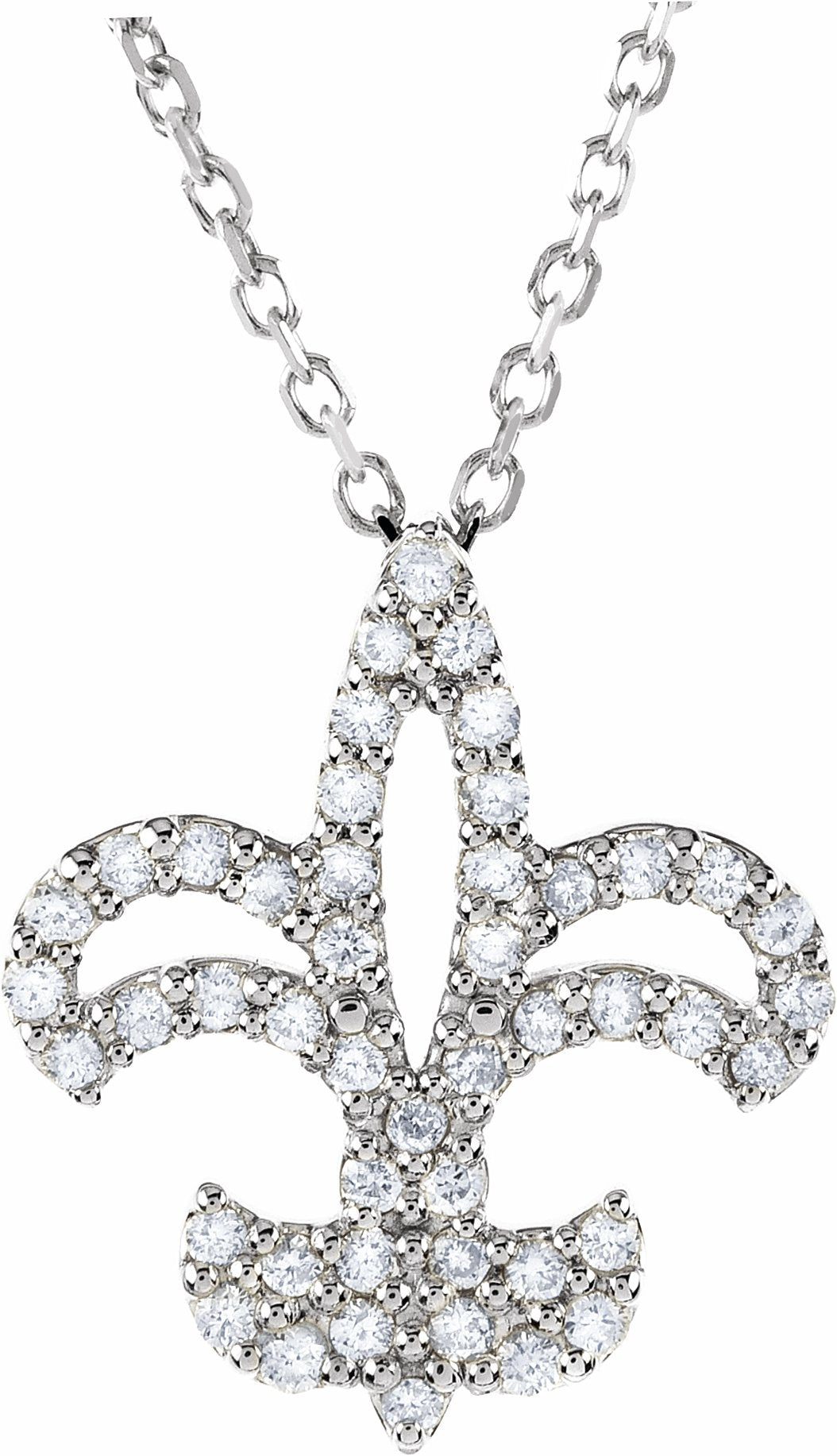 14K White 1/5 CTW Diamond Fleur De Lis 16 Necklace