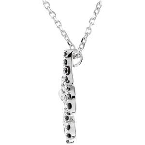 14K White 1/4 CTW Black Diamond Fleur-de-Lis 16 Necklace