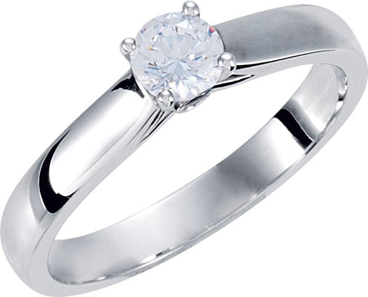 10K White 1/2 CTW Diamond Solitaire Engagement Ring with Accent