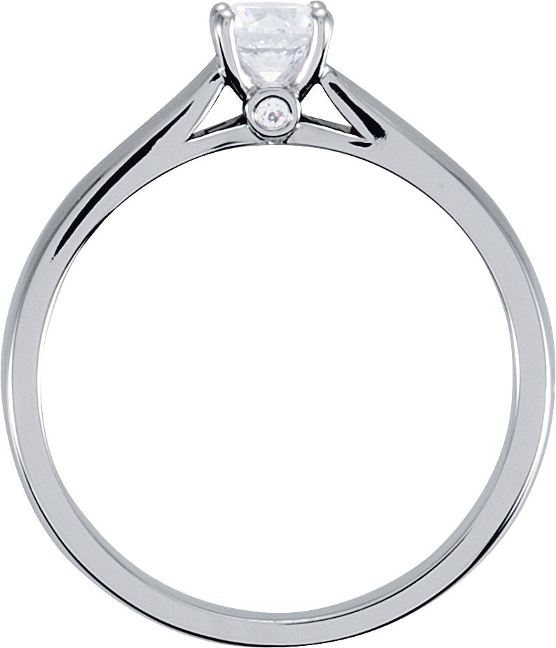 10K White 1/2 CTW Diamond Solitaire Engagement Ring with Accent