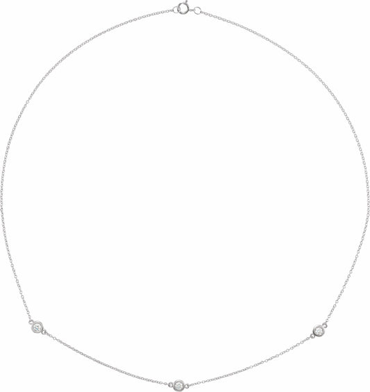 14K White 1/3 CTW Diamond 3-Station 18 Necklace