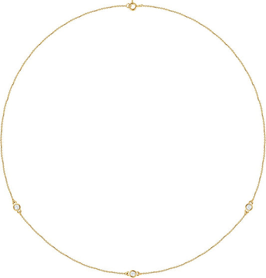 14K Yellow 1/4 CTW Diamond 3-Station 18 Necklace