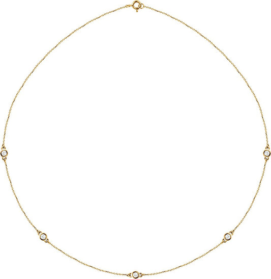 14K Yellow 1/2 CTW Diamond 5-Station 18 Necklace