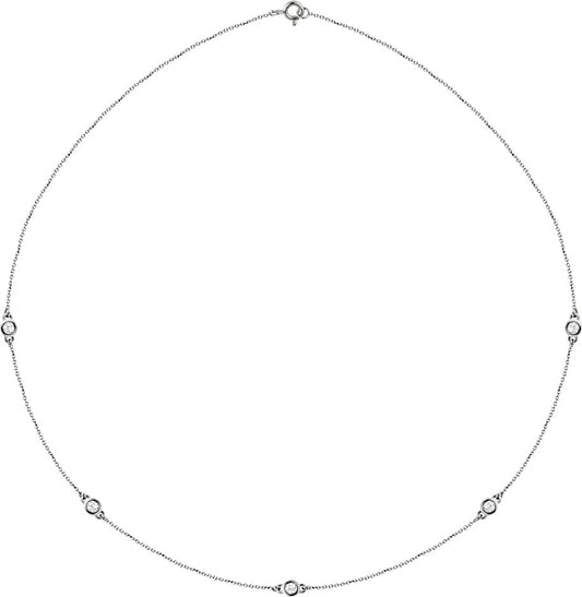 14K White 1/2 CTW Diamond 5-Station 18 Necklace