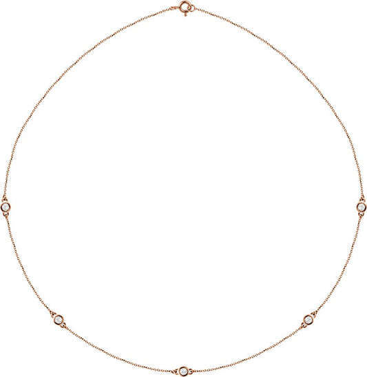14K Rose 1/2 CTW Diamond 5-Station 18 Necklace