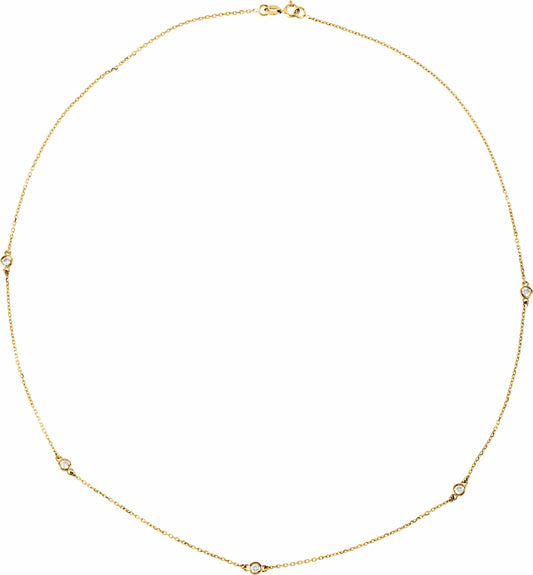 14K Yellow 3/4 CTW Diamond 5-Station 18 Necklace