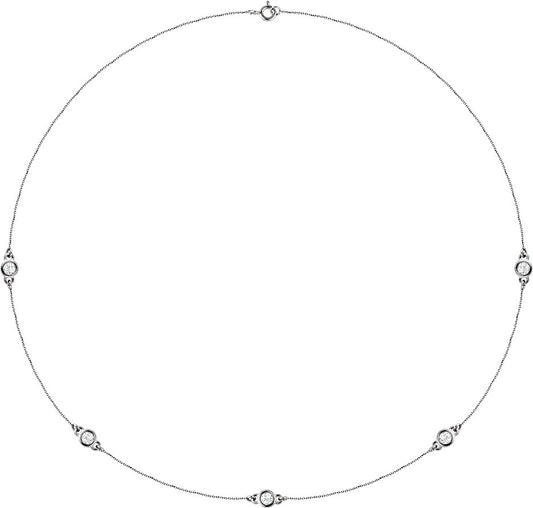 14K White 3/4 CTW Diamond 5-Station 18 Necklace