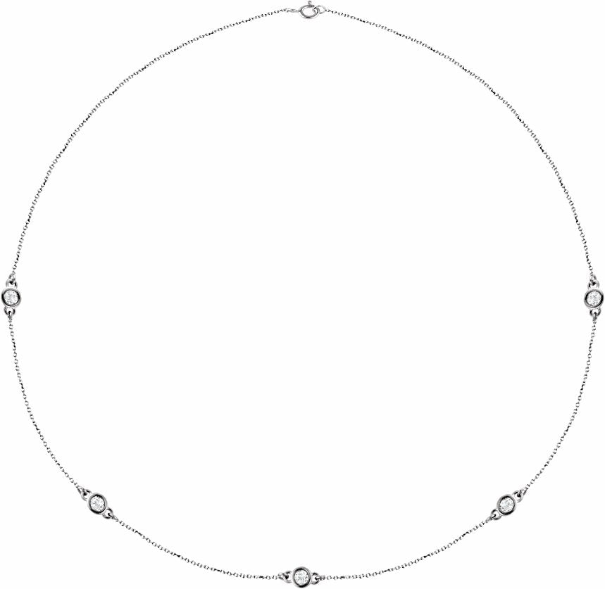 14K White 1 CTW Diamond 5-Station 18 Necklace
