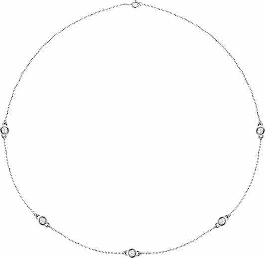 14K White 1 CTW Diamond 5-Station 18 Necklace