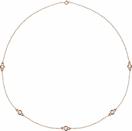14K Rose 1 CTW Diamond 5-Station 18 Necklace
