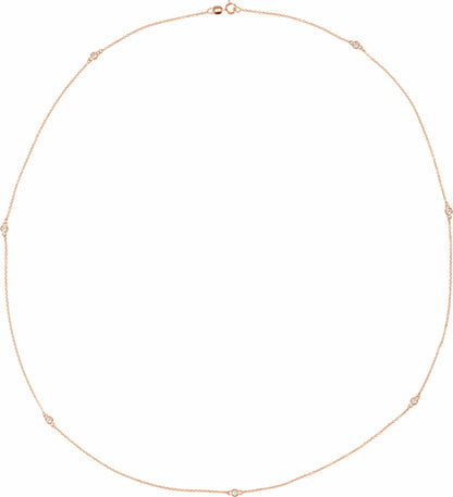 14K Rose 1/4 CTW Diamond 7-Station 24 Necklace