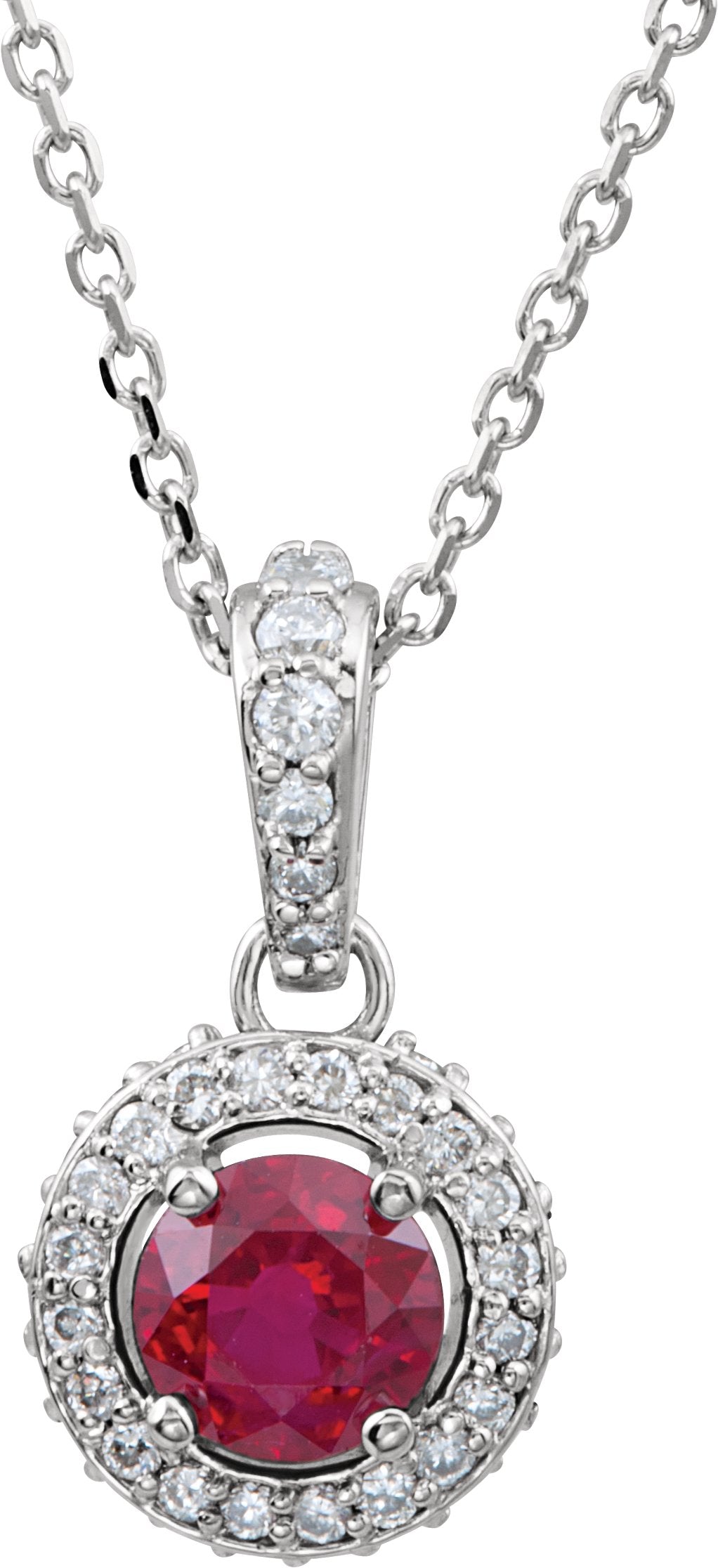 14K White Ruby & 1/5 CTW Diamond 18 Necklace