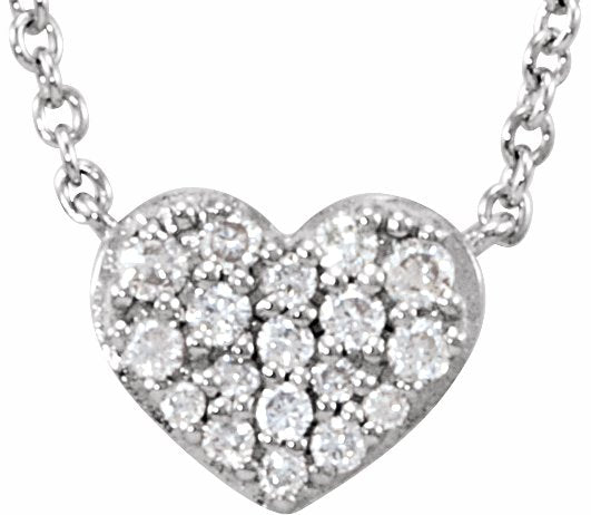 14K White 1/10 CTW Diamond Heart 18 Necklace