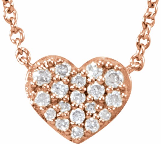 14K Rose 1/10 CTW Diamond Heart 18 Necklace