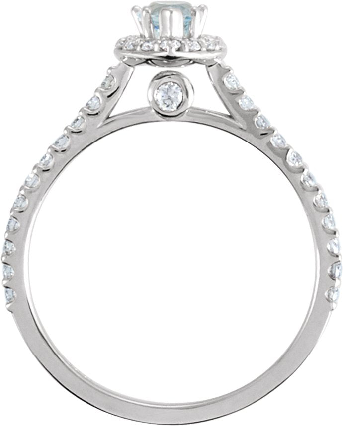 14K White Aquamarine & 3/8 CTW Diamond Engagement Ring