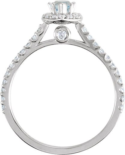 14K White Aquamarine & 3/8 CTW Diamond Engagement Ring