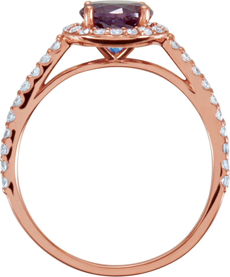 14K Rose Lab-Grown Alexandrite & 3/8 CTW Diamond Ring