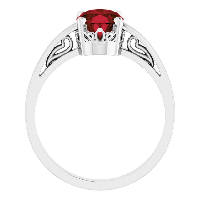14K White Mozambique Garnet Ring