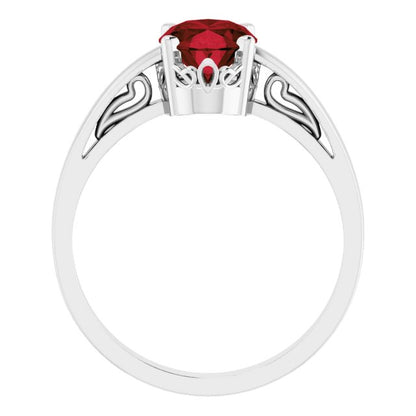 14K White Mozambique Garnet Ring
